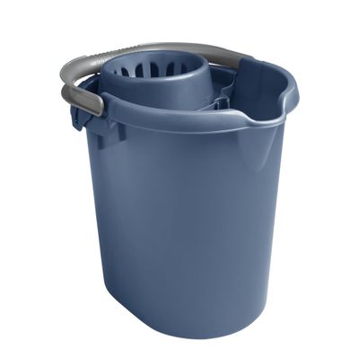 16L Litre Mop Bucket High Grade Plastic Mop Bucket with Detachable Wringer & Easy Carry Handle Cleaning Mop Bucket Plastic Floor Cleaning Bucket - Pouring Spout, Measuring Scale (Navy Blue)