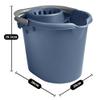 16L Litre Mop Bucket High Grade Plastic Mop Bucket with Detachable Wringer & Easy Carry Handle Cleaning Mop Bucket Plastic Floor Cleaning Bucket - Pouring Spout, Measuring Scale (Navy Blue) view 2