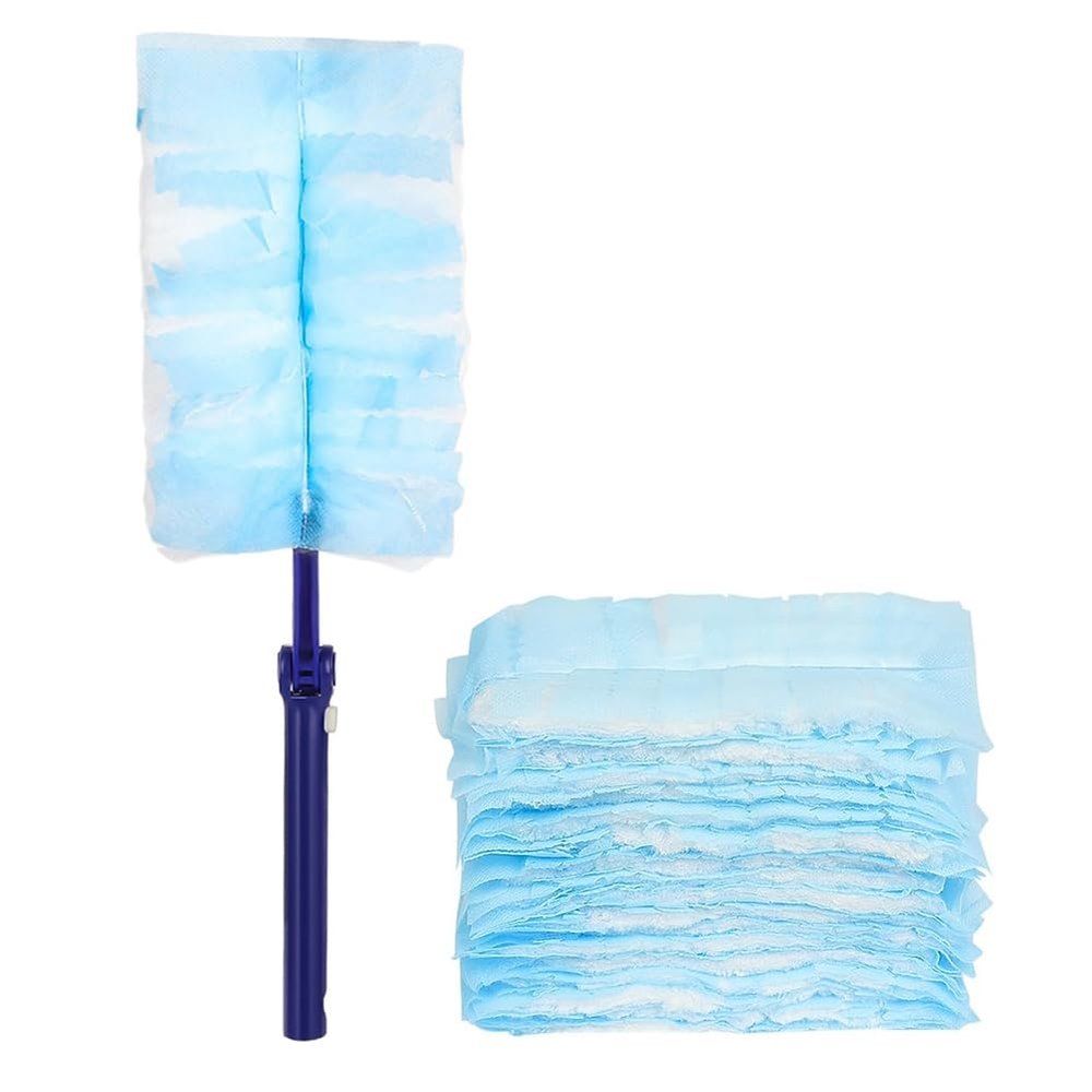 30 Pieces Duster Refills with 1 Long Handle, Disposable Duster Refills Compatible for Easy Install Easy to Use