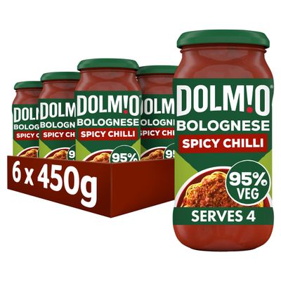 Dolmio Bolognese Intense Spicy Chilli Pasta Sauce Jar, Bulk Multipack 6 x 450g