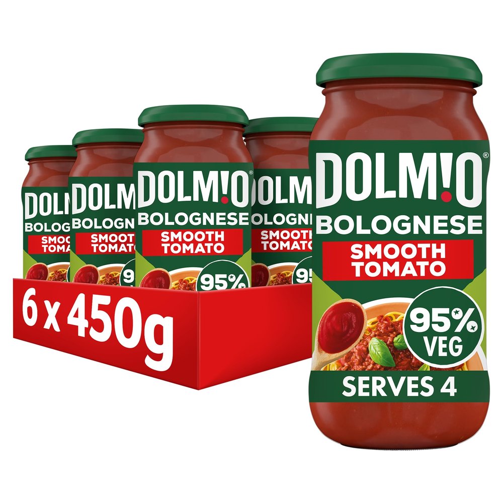 Dolmio Bolognese Smooth Tomato Pasta Sauce Jar, Bulk Multipack 6 x 450g