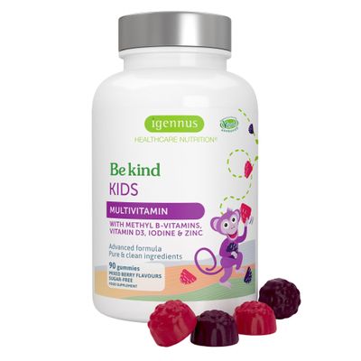 Igennus Methylated Kids Multivitamin Gummy, 90 Sugar Free Gummies, Highly Bioavailable B-Vitamins & Methylfolate, All Day Nutrients Delivery, Berry Flavour, Clean, Third Party Tested & Vegan, Age 4+