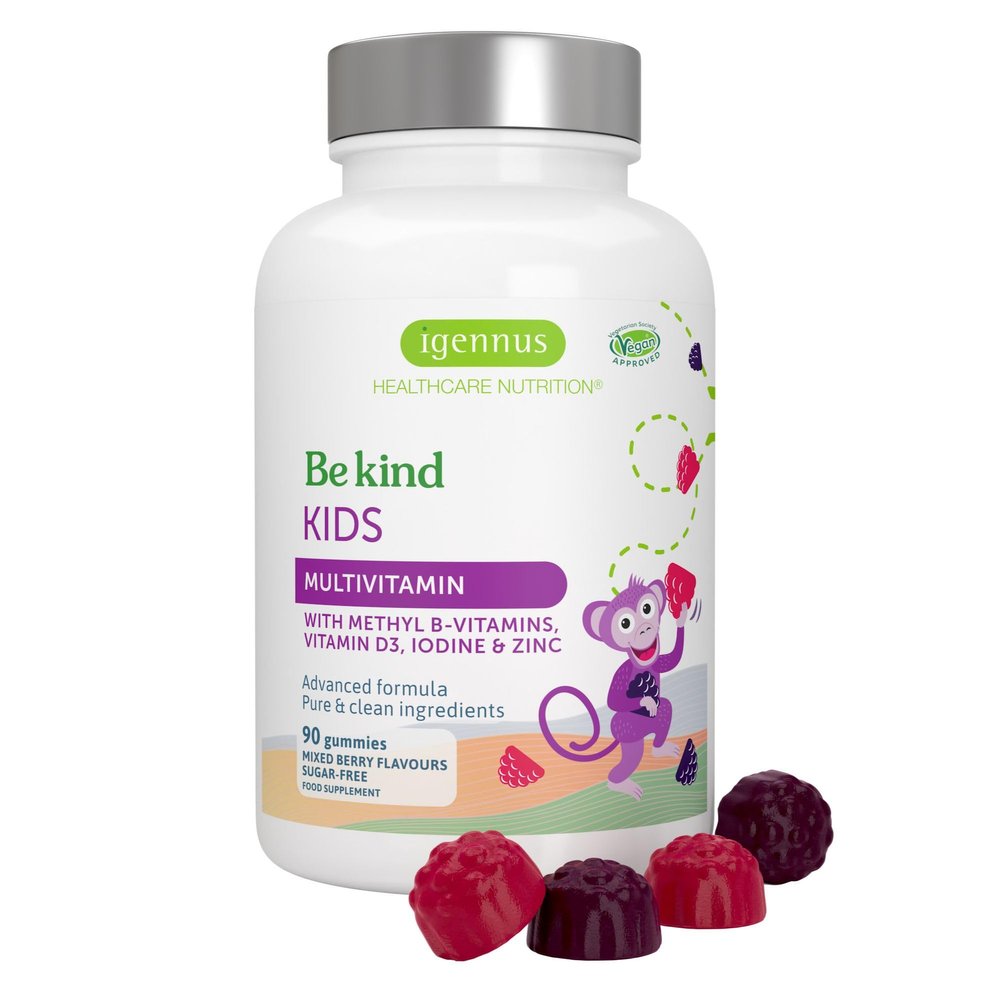 Igennus Methylated Kids Multivitamin Gummy, 90 Sugar Free Gummies, Highly Bioavailable B-Vitamins & Methylfolate, All Day Nutrients Delivery, Berry Flavour, Clean, Third Party Tested & Vegan, Age 4+