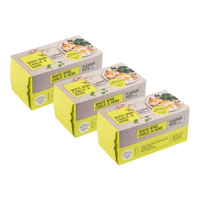Set of 12 x 24g Premium White Wine Garlic & Herb Flavour Pots, Ideal for Chicken, Gluten Free, Vegan