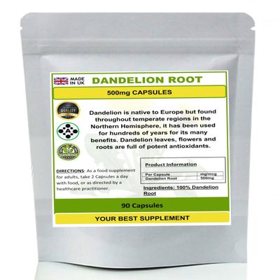 Dandelion Root Capsules 500mg 100% Natural (High Strength Supplement) (90)