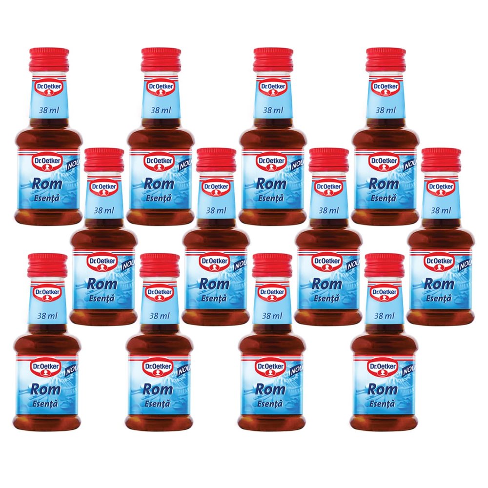 Baking Ingredients DR Oetker, Baking Powder, Dry Yeast, Egg Dye, Vanilla Sugar (12 Pack, Rum Essence 38ml)
