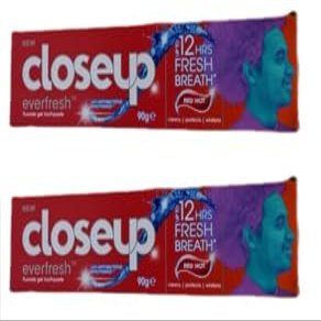 2 x 90g Closeup Ever Fresh Red Hot Toothpaste, Family Pack Toothpaste Cleans Protects and whitens Teeth
