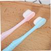 Beaupretty Soft Bristle Fur Toothbrushes 2pcs Set Pink and Blue Oral Cleaning Toothbrushes for Gum Care and Full Mouth Hygiene Adults view 4