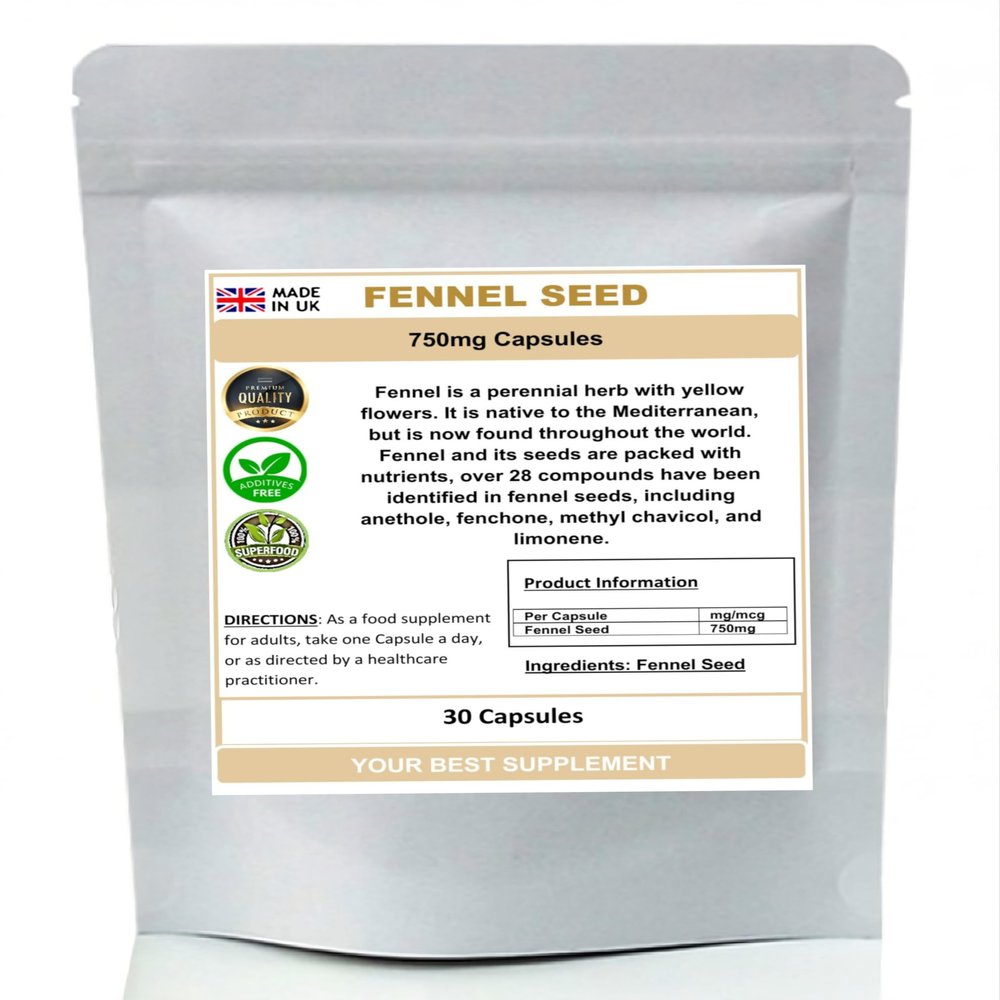 Fennel Seed Capsules 750mg 100% Pure no additives (High Strength) (30)