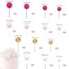 48 Pcs Ball Cake Topper Decorations Princess Cake for Happy Birthday Party Wedding Supplies (Pink Gold) view 2