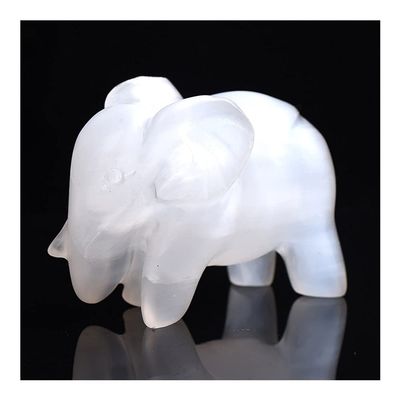 ICXLPMC Natural Crystal Selenite Stone Elephant Rock Crystal Crafts Lucky Items Feng Shui Collection Home Decor Gift1PC Natural stones Home Collections