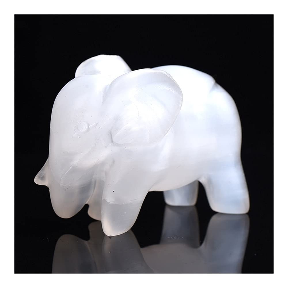 ICXLPMC Natural Crystal Selenite Stone Elephant Rock Crystal Crafts Lucky Items Feng Shui Collection Home Decor Gift1PC Natural stones Home Collections