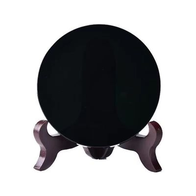 ICXLPMC Natural Black Obsidian Circle Disk Round Plate fengshui Mirror for Home & Office Decor Obsidian Home Collections