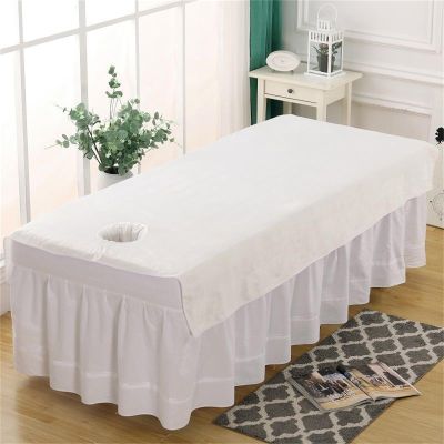 Highdi Massage Bed Sheet with Face Hole, Reusable Massage Bed Table Cover 2024 Soft Comfortable Massage Bed Cover Protecting for SPA Hotel Beauty Salon Cosmetic Bed (120x200CM,White)
