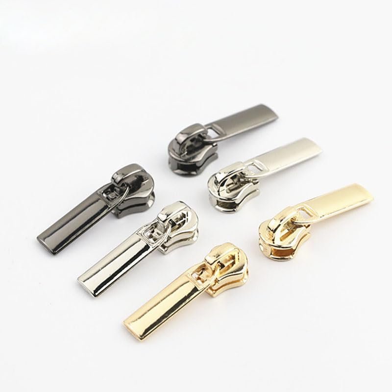 10/20Pcs 3# Zipper Puller Sliders for Metal/Resin/Nylon Zippers Textile Clothes Pocket Zip Head Repair Kit Tailoring Accessories-LightGold,for Metal Zippers,10Pcs