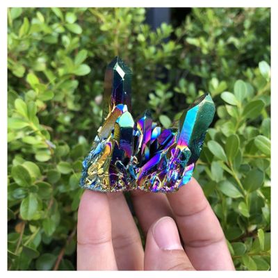 Natural Crystal Rough Natural Colorful Crystal Cluster Seven Rainbows Electroplating Crystal Stone Home Craft Decorations Home Decoration Crystal Home Collections(Color:Colorful Cluster,Size:40-50g)