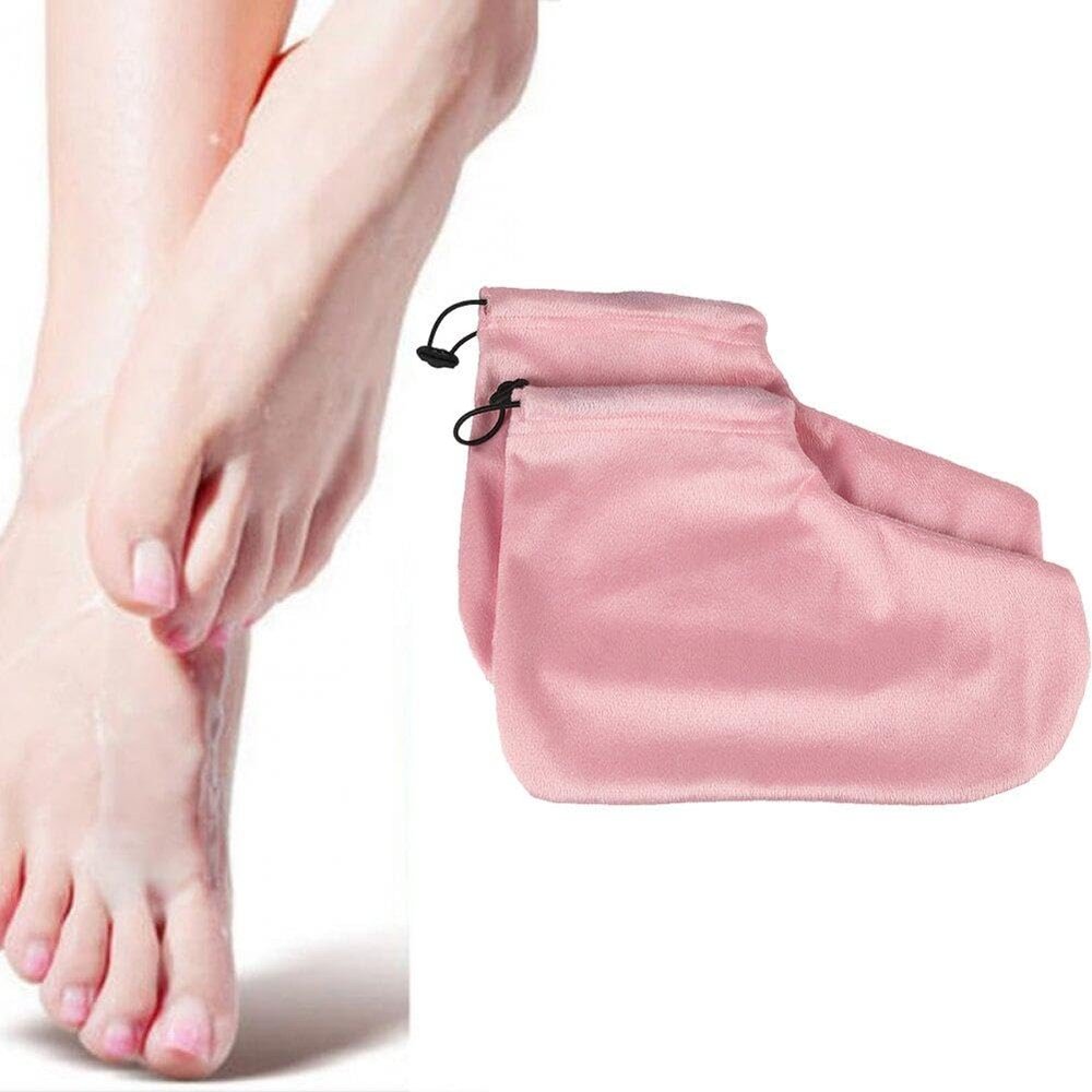 1 Pair Paraffin Wax Bathing Foot Covers Washable Cloth Spa Hand Gloves Pink Gray Protection Warmer Insulated Mitts for Wax Care