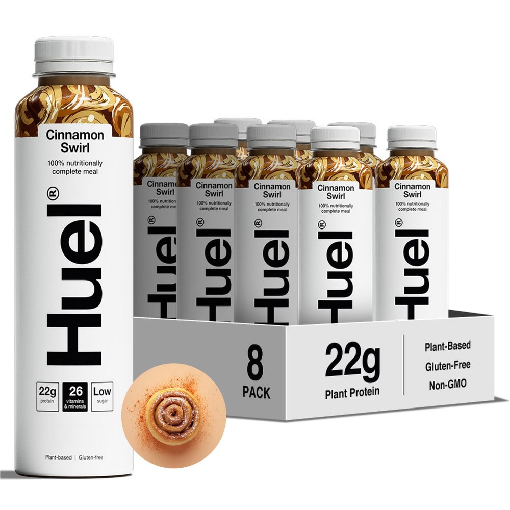 Huel Ready-to-drink Meal, Cinnamon Swirl Protein Drink, 8 x 500ml Bottles, Protein Shakes, Pre-Portioned Meal, 20g of Protein per Bottle, Rich in Essential Vitamins, Minerals, Meal Replacement Shake