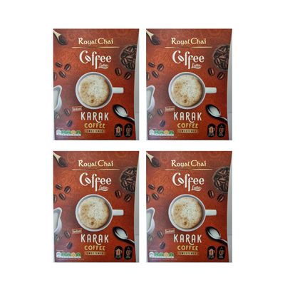 Royal Coffee Karak Sweetened (200g) (Pack of 4) - Rich and Spiced Brew - Instant Premix - Made with Natural Coffee Extract & Mixture Of Aromatic Spices