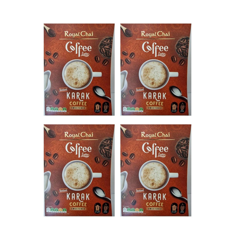 Royal Coffee Karak Sweetened (200g) (Pack of 4) - Rich and Spiced Brew - Instant Premix - Made with Natural Coffee Extract & Mixture Of Aromatic Spices