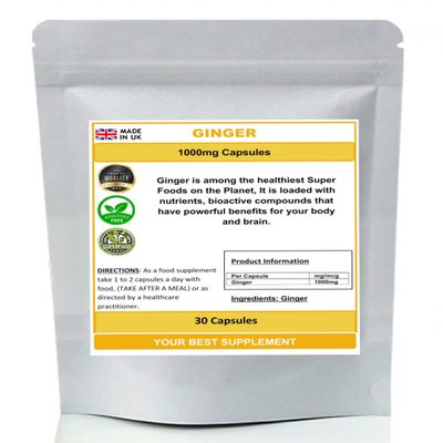 Ginger Root Capsules 1000mg- Pure (High Strength Supplement) (30)