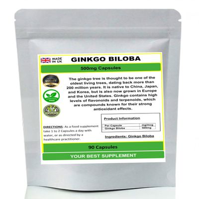 Ginkgo Biloba Capsules 100% Natural Pure no additives (90)