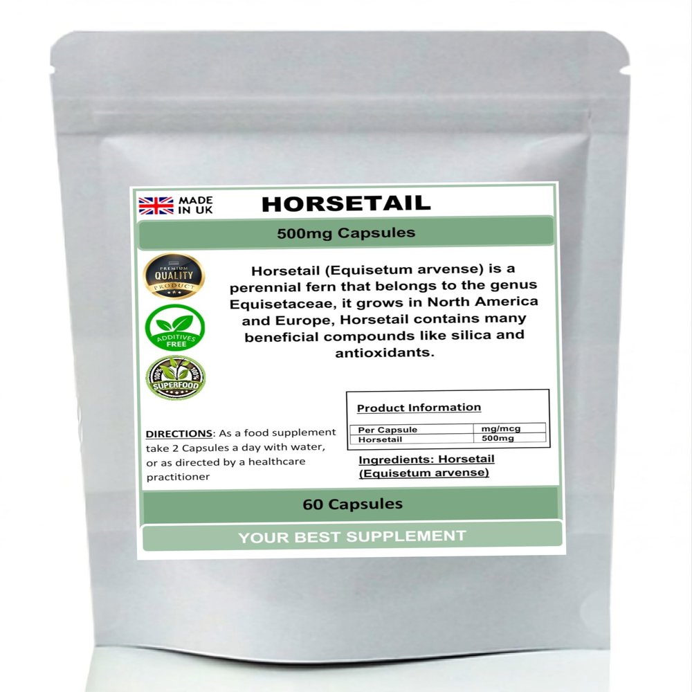 Horsetail Capsules 500mg 100% Natural Pure no additives (Premium Quality) (60)