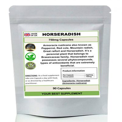 Horseradish Capsules 750mg 100% Natural (Pure no additives) Antioxidant (90)