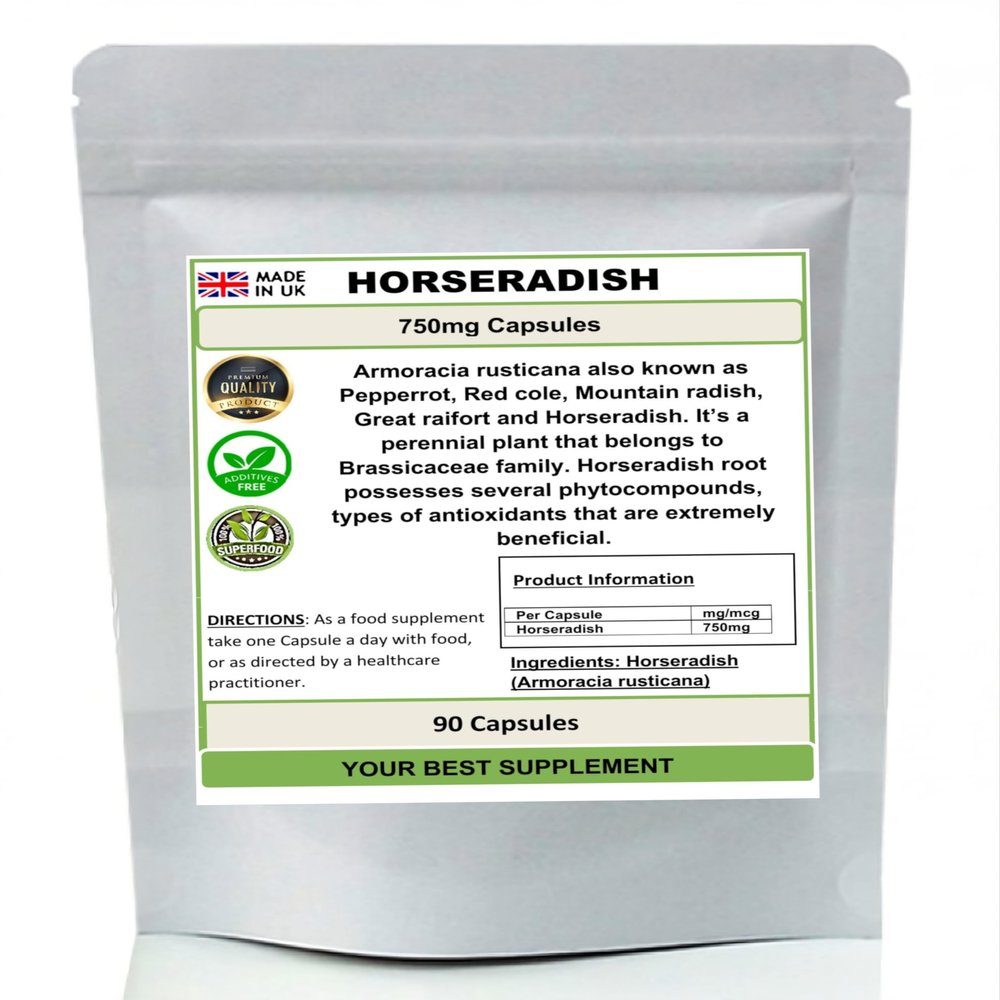 Horseradish Capsules 750mg 100% Natural (Pure no additives) Antioxidant (90)