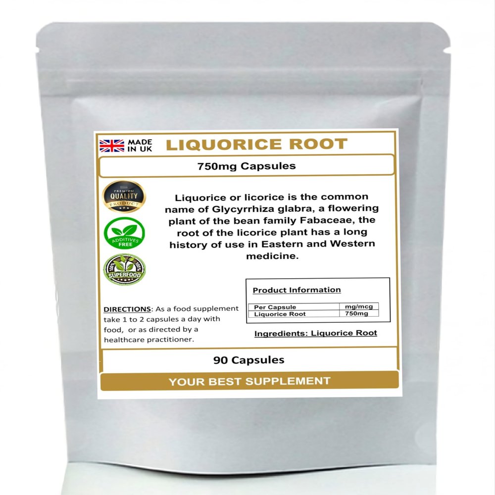Liquorice Root Capsules 750mg (100% Pure No Additives) (90)