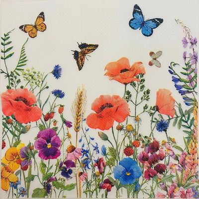 100-Pack Spring Floral Luncheon Napkins Disposable Paper Colored Butterflies Flower Blossom Dinner Lunch Napkin for Summer Flowers Wedding Tea Bridal Tableware Party Supplies/A