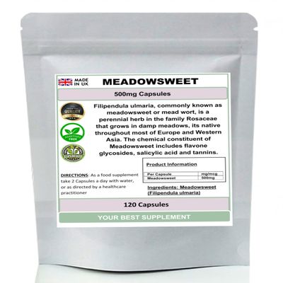 Meadowsweet Capsules 100% Natural Pure no additives (Filipendula) (120)