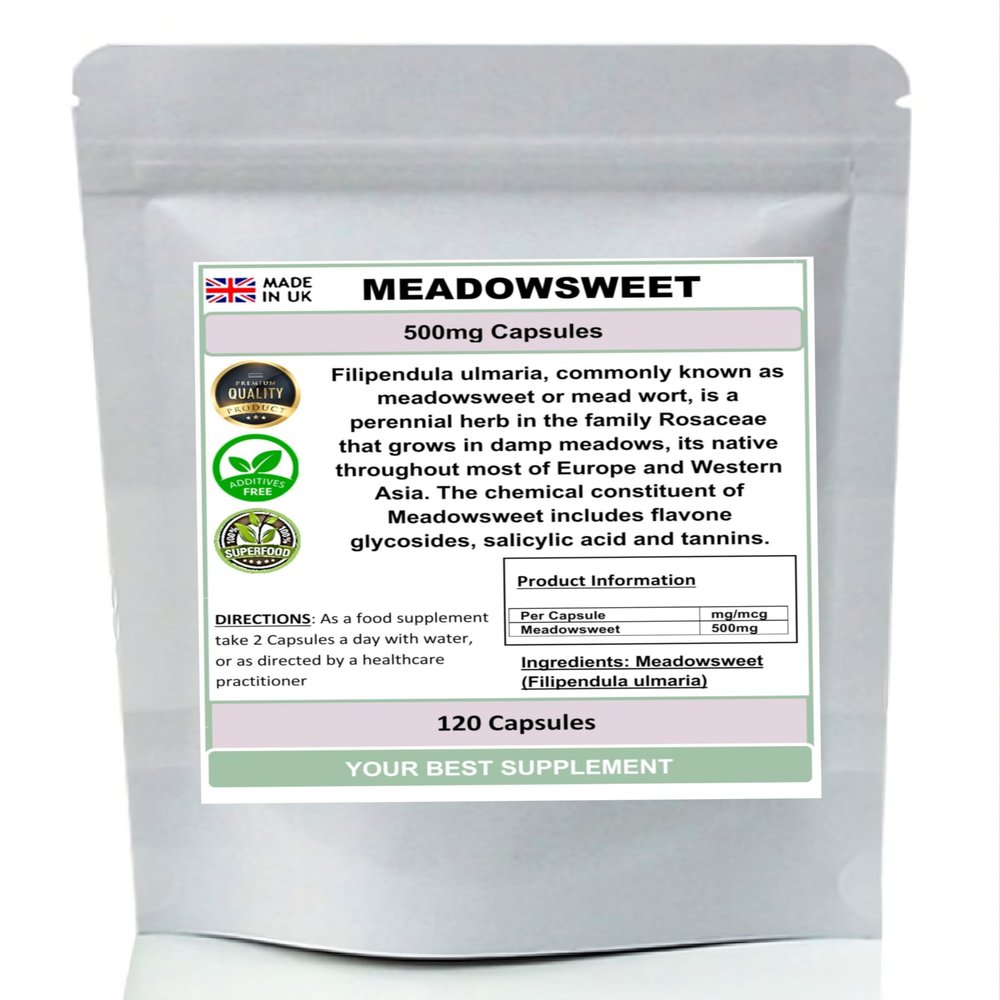 Meadowsweet Capsules 100% Natural Pure no additives (Filipendula) (120)