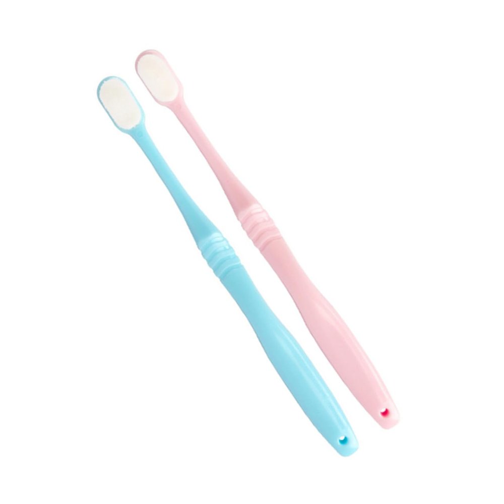 Beaupretty 2pcs Nano Ultra Soft Toothbrush for Gums Care Long Handle Tooth Cleaning Tool Blue Pink for Daily Oral Hygiene