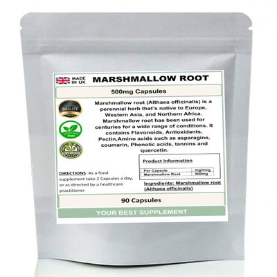 Marshmallow Root Capsules 500mg 100% Pure (no additives) High Strength (90)
