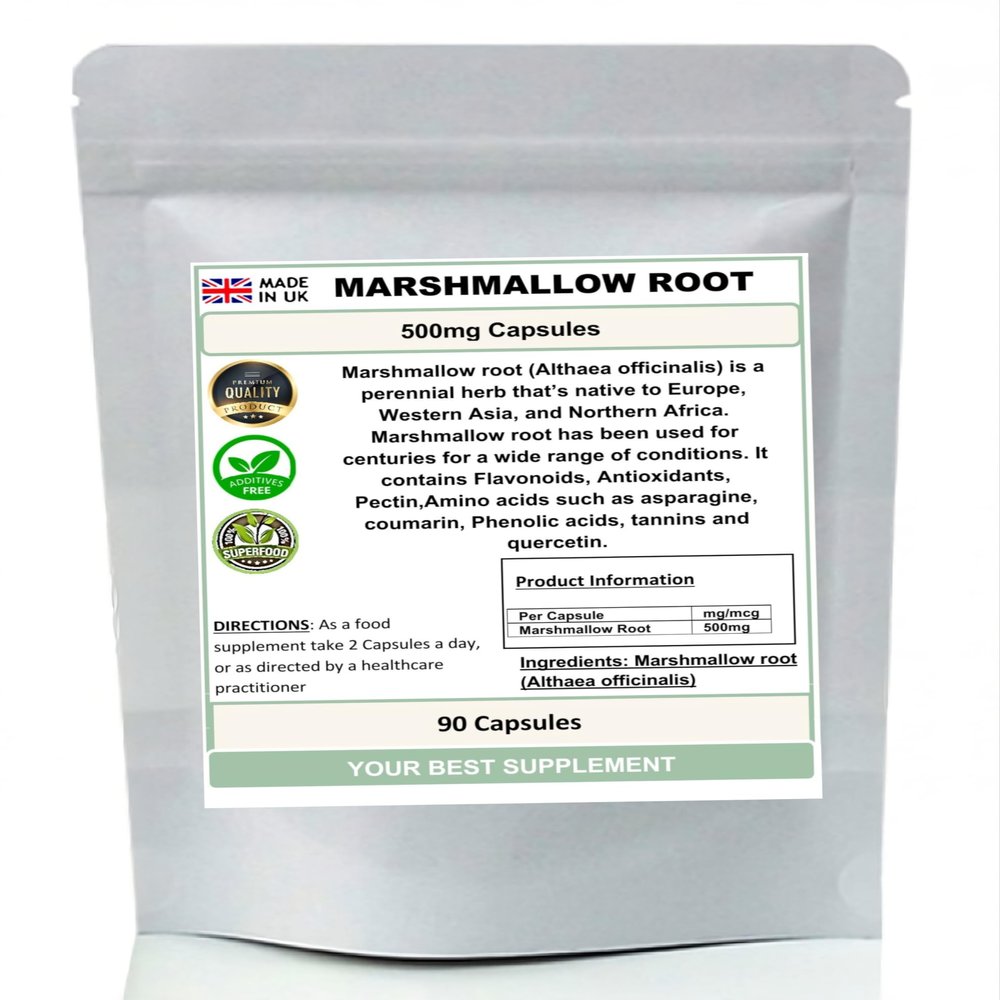 Marshmallow Root Capsules 500mg 100% Pure (no additives) High Strength (90)