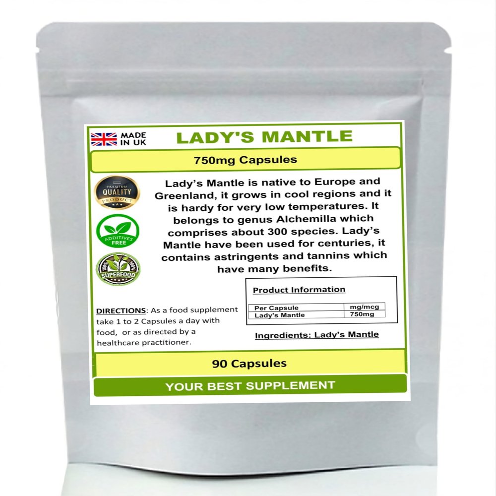 Lady's Mantle Capsules 750mg 100% Natural, (Pure no additives) High Strength (90)