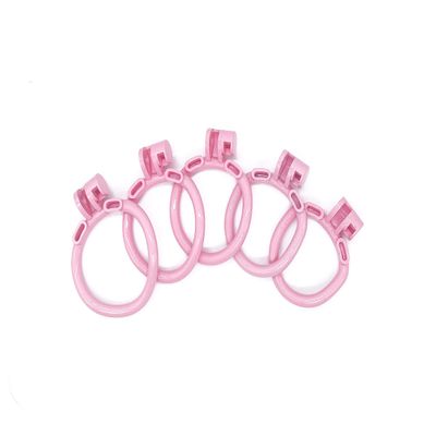 3D Modeling Chastity Cage Device with Lock & 5 curved Rings - Cobra Male chastitycage Men urethral in Pink (Curved Rings - No cage)