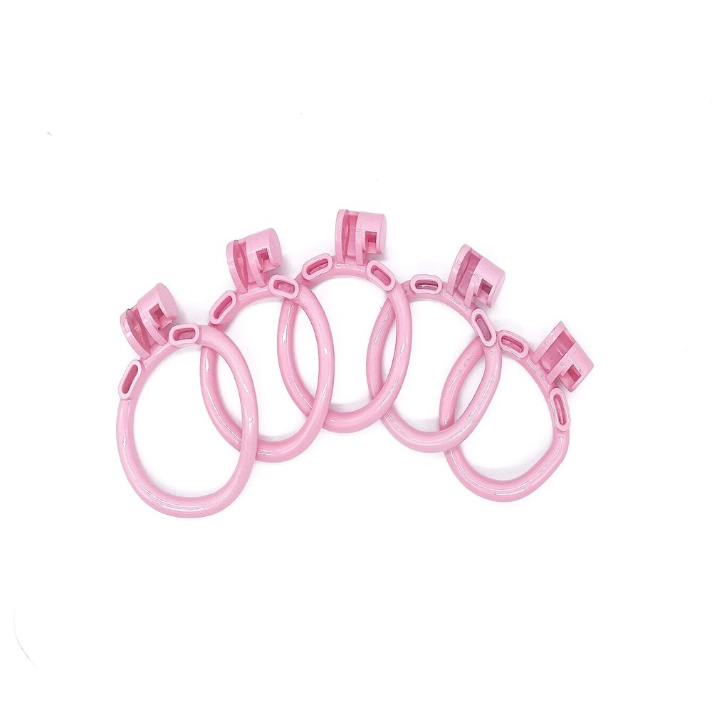 3D Modeling Chastity Cage Device with Lock & 5 curved Rings - Cobra Male chastitycage Men urethral in Pink (Curved Rings - No cage)