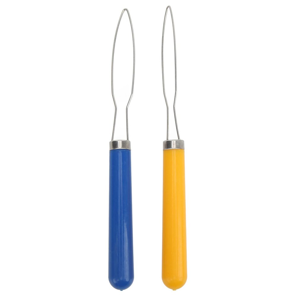 2PCS Button Hook, Stainless Steel and Plastic, Non Slip Grip, Quick Button Thread, Portable Button Hook Tool for Sewing Tailoring