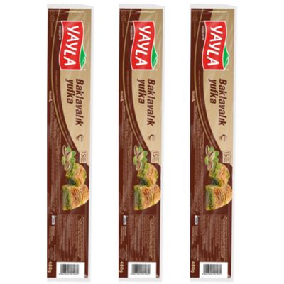 Yayla Filo Pastry Leaves phyllo dough for baklava 480 gram x 3 Packs by Pufai Grocery