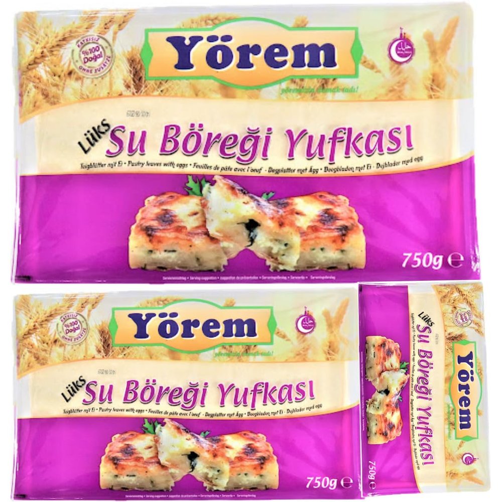 Yorem Lux Pastry Leaves phyllo Pastry dough 750 Gram x 3 Packs by Pufai Grocery