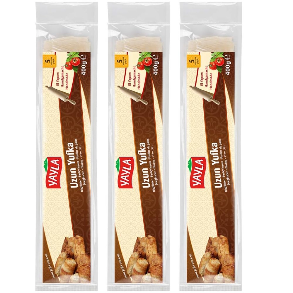 Yayla Long Filo Pastry Sheets phyllo dough 400 gram x 3 Packs by Pufai Grocery