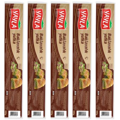 Yayla Filo Pastry Leaves phyllo dough for baklava 480 gram x 5 Packs by Pufai Grocery