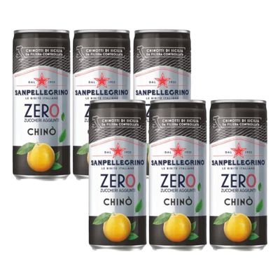 San Pellegrino Chino' Zero Can 330ml Multipack of 6 - with Italia Solutions UK Kitchen Conversion Card