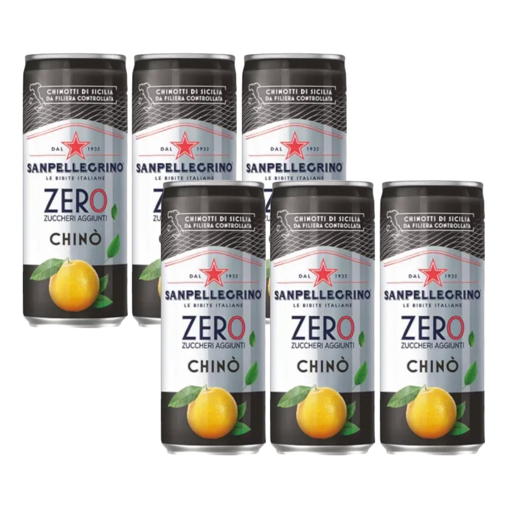 San Pellegrino Chino' Zero Can 330ml Multipack of 6 - with Italia Solutions UK Kitchen Conversion Card