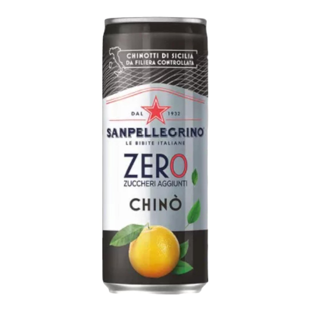 San Pellegrino Chino' Zero Can 330ml Multipack of 24 - with Italia Solutions UK Kitchen Conversion Card