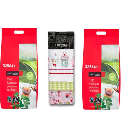 Chef's Larder Tea Bags 2200  Bulk Tea Bags for Catering & Home Use Bulk Catering Tea Bag With Towels Gift Set, Fairtrade Certified|Bistro|chefs larder