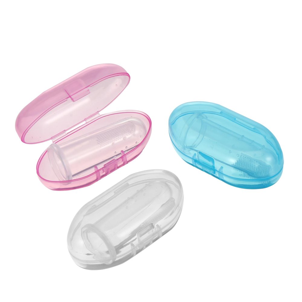 Beaupretty Baby Finger Toothbrush 3pcs Silicone Infant Oral Care Brush Toddler Finger Toothbrush Soft Gum Massage for Newborns and Babies