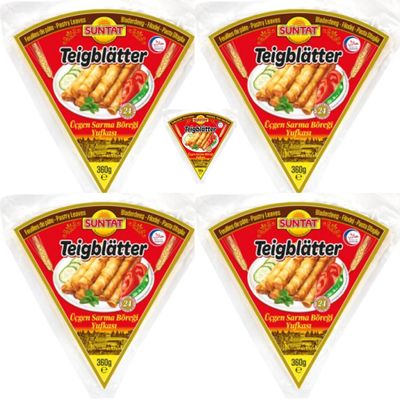 SUNTAT Pastry Leaves phyllo dough Triangle Phyllo Pastry Sheets 360 Gram x 5 Packs by Pufai Grocery